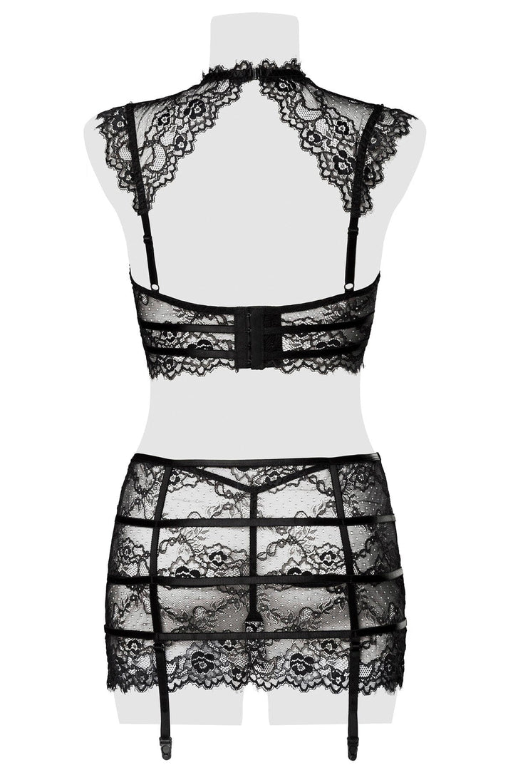 Bateau Cami and Top Skirt Garter Set-Fetish Sets-Grey Velvet-SEXYSHOES.COM
