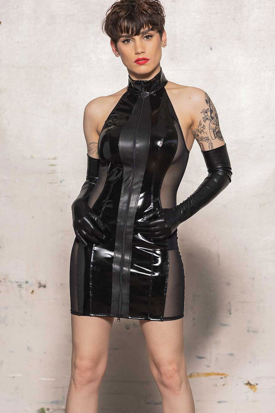 Patrice Catanzaro Beatrice Vinyl Dress in Black 