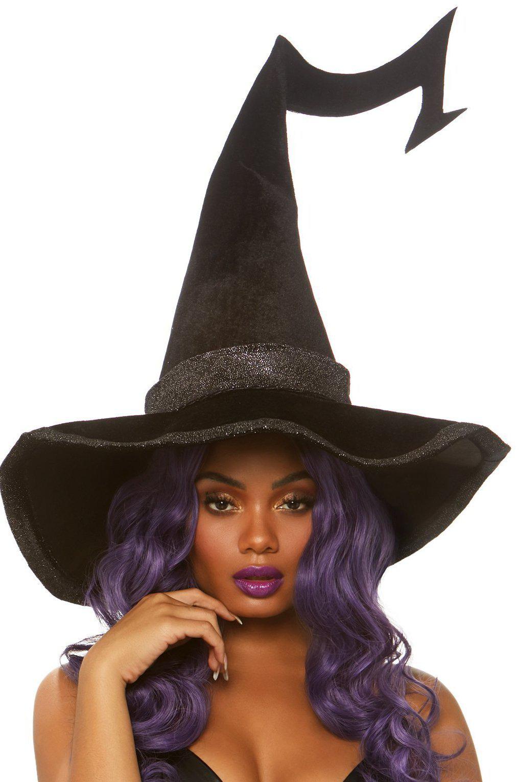 Bewitched Velvet Witch Hat-Costume Hats-Leg Avenue-Black-O/S-SEXYSHOES.COM