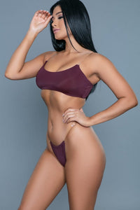 BeWicked Bikini Set With Clear Plastic Straps in Burgundy 