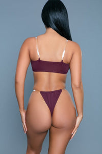BeWicked Bikini Set With Clear Plastic Straps in Burgundy 