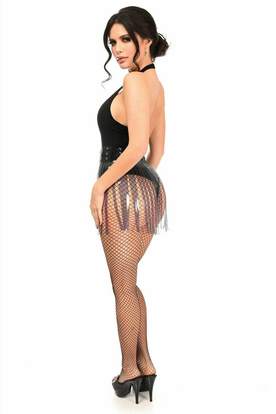 Black Clear Fringe Skirt-Fringe Skirts-Daisy Corsets-SEXYSHOES.COM