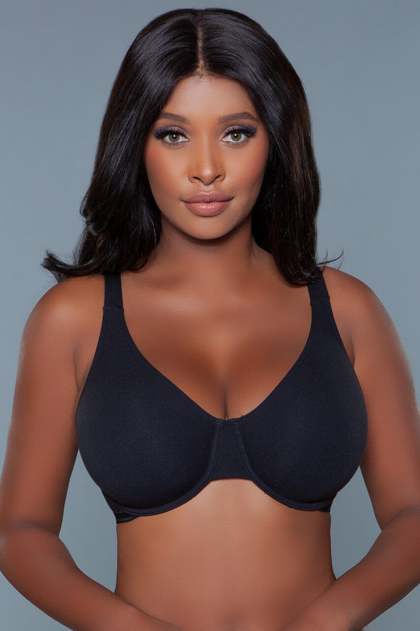 BeWicked Black Cotton Stretch Seamless Bra in Black  from SexyShoes.com