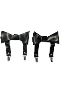 Daisy Corsets Black Faux Leather Garters (Set Of 2) in Black  from SexyShoes.com