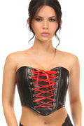 Black Faux Leather w/Red Lace-Up Bustier