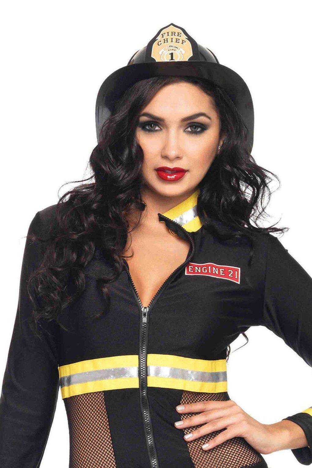 Black Fireman Hat-Costume Hats-Leg Avenue-Black-O/S-SEXYSHOES.COM