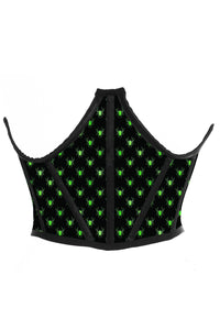 Daisy Corsets Black & Green Spiders Satin Open Cup Waist Cincher in Green  from SexyShoes.com