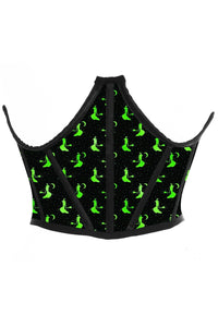 Daisy Corsets Black & Green Witches Satin Open Cup Waist Cincher in Green  from SexyShoes.com