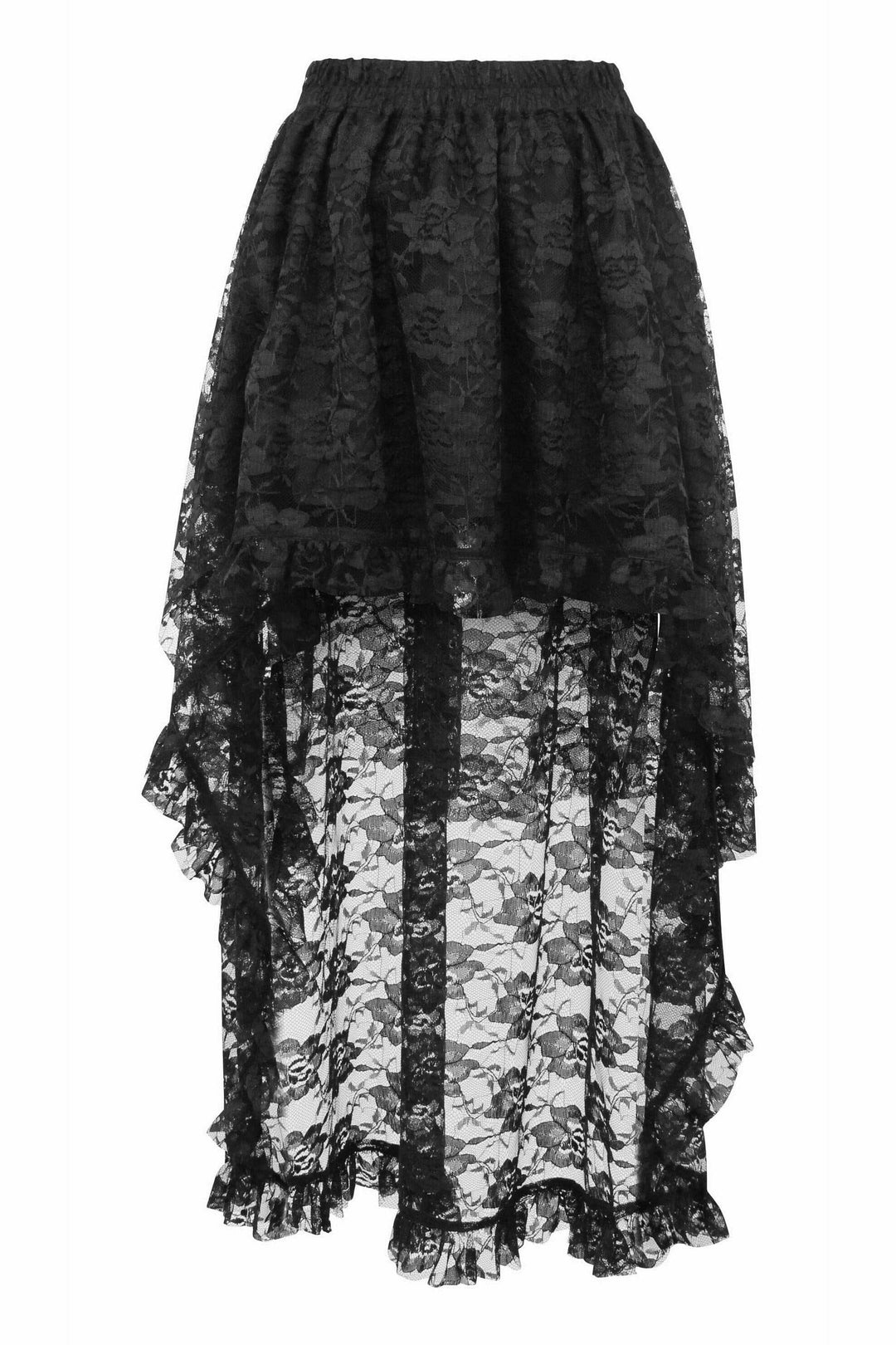Black Lace Hi Low Skirt-Costume Skirts-Daisy Corsets-Black-O/S-SEXYSHOES.COM