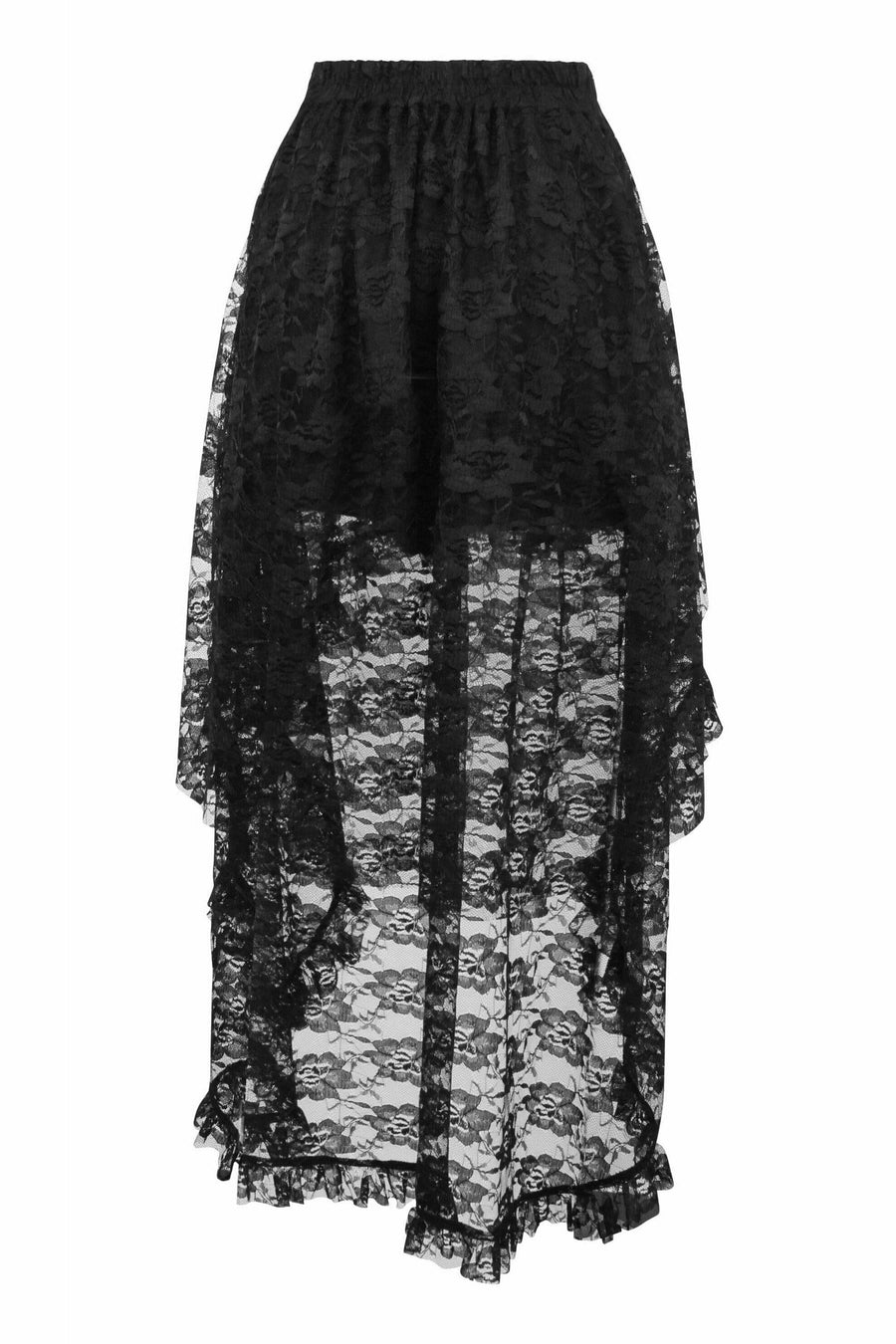 Daisy Corsets Black Lace Hi Low Skirt in Black 