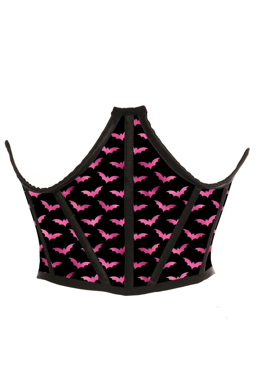 Daisy Corsets Black & Magenta Bats Satin Open Cup Waist Cincher in Black  from SexyShoes.com