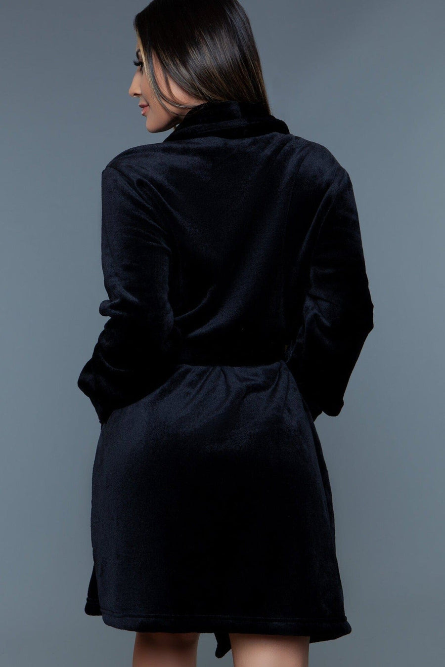 BeWicked Black Mid Length Push Robe in Black 