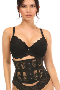 Daisy Corsets Black Sheer Lace Waist Cincher Corset in Black  from SexyShoes.com