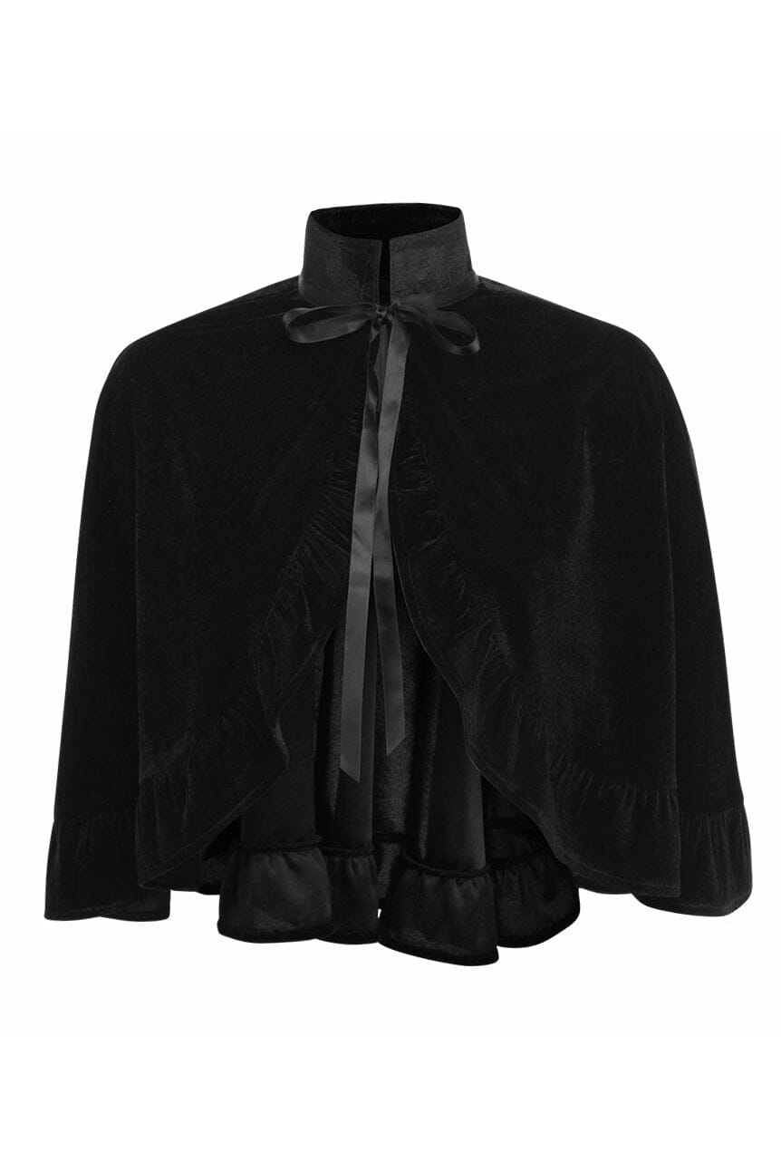 Black Velvet Ruffle Cape-Cape + Bolero-Daisy Corsets-Black-O/S-SEXYSHOES.COM