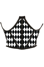 Black & White Diamond Satin Open Cup Waist Cincher