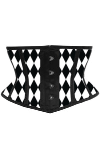Daisy Corsets Black & White Diamond Waist Cincher Corset in White  from SexyShoes.com