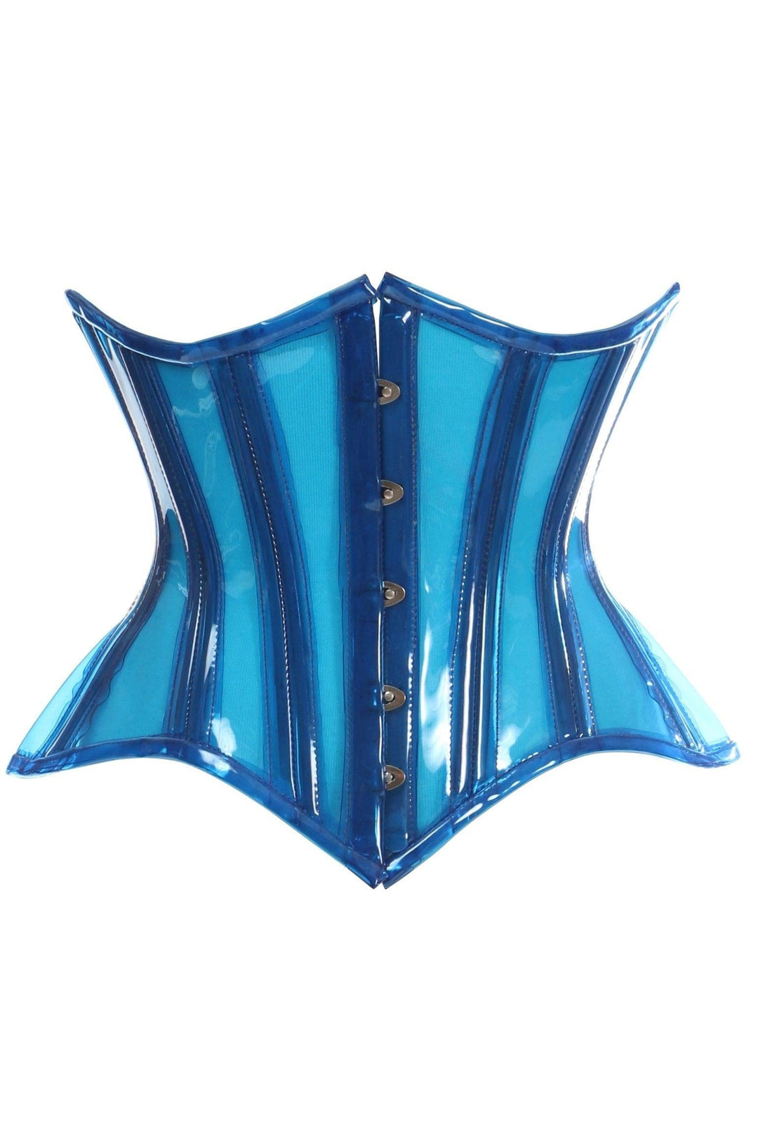 Blue Clear Curvy Underbust Waist Cincher Corset-Waist Cincher-Daisy Corsets-Blue-2X-SEXYSHOES.COM