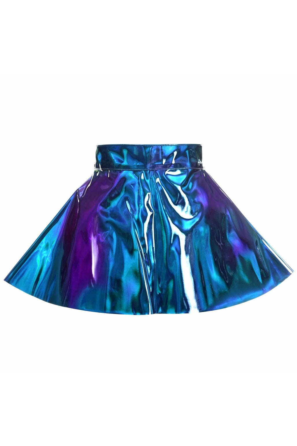 Blue/Teal Holo Skater Skirt-Mini Skirts-Daisy Corsets-Hologram-S-SEXYSHOES.COM