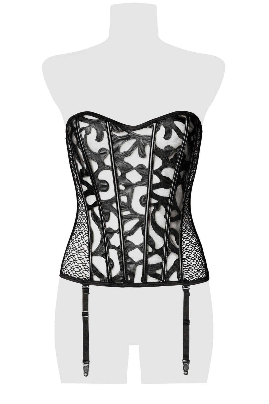 Boning Queen Anne Neckline Corset & Garter-Fetish Corsets-Grey Velvet-SEXYSHOES.COM