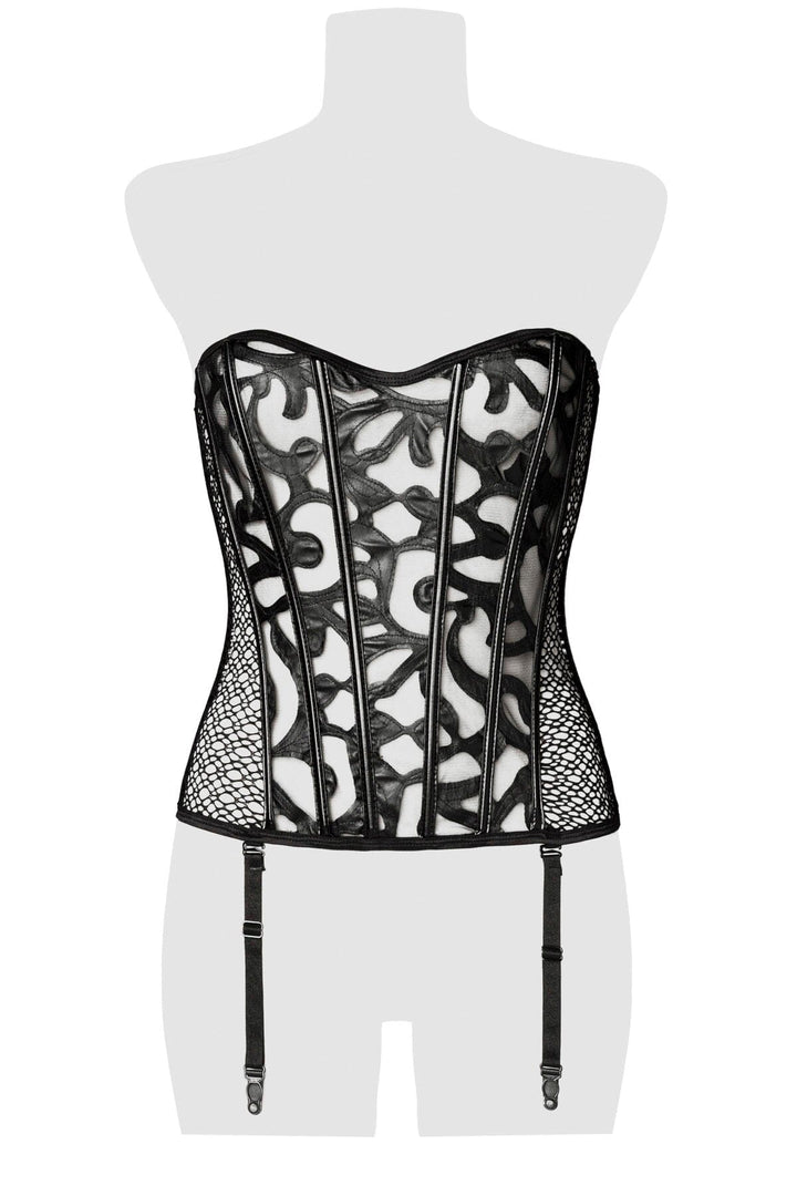 Boning Queen Anne Neckline Corset & Garter-Fetish Corsets-Grey Velvet-SEXYSHOES.COM