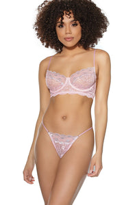 Coquette Bra & G string Set in Pink  from SexyShoes.com