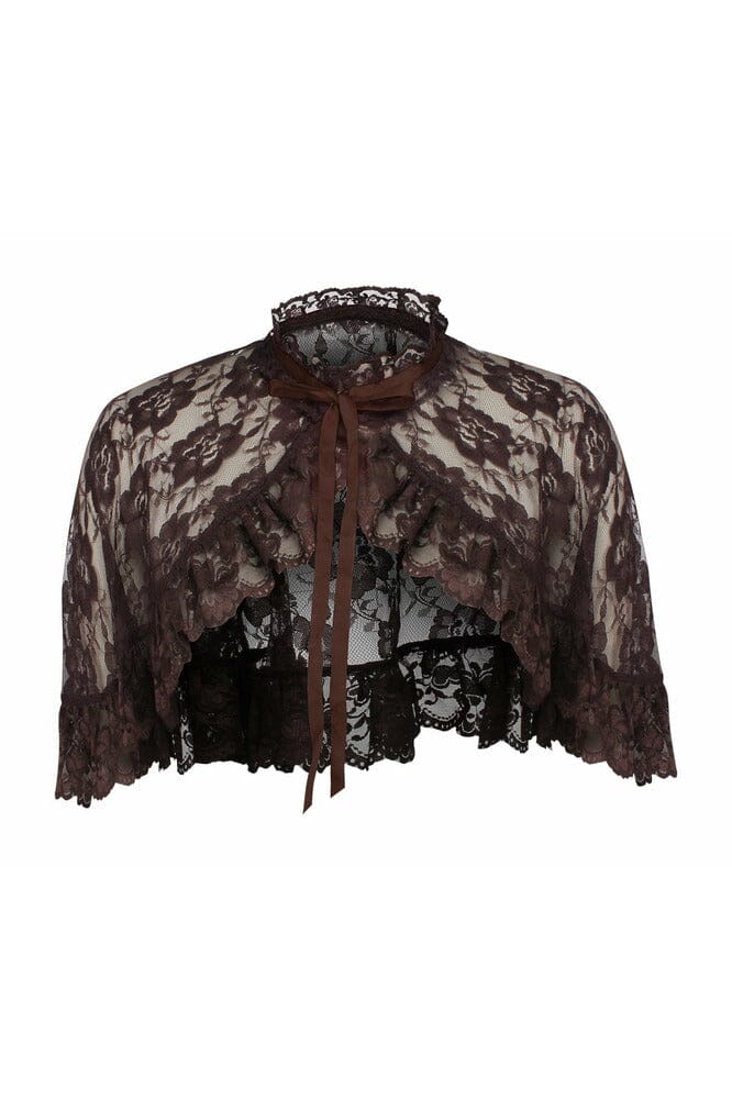 Daisy Corsets Brown Lace Cape in Brown  from SexyShoes.com