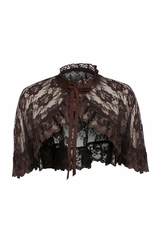 Brown Lace Cape-Cape + Bolero-Daisy Corsets-Brown-O/S-SEXYSHOES.COM