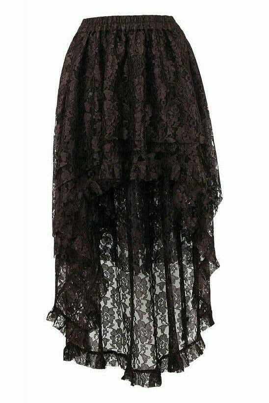 Daisy Corsets Brown Lace Hi Low Skirt in Brown  from SexyShoes.com
