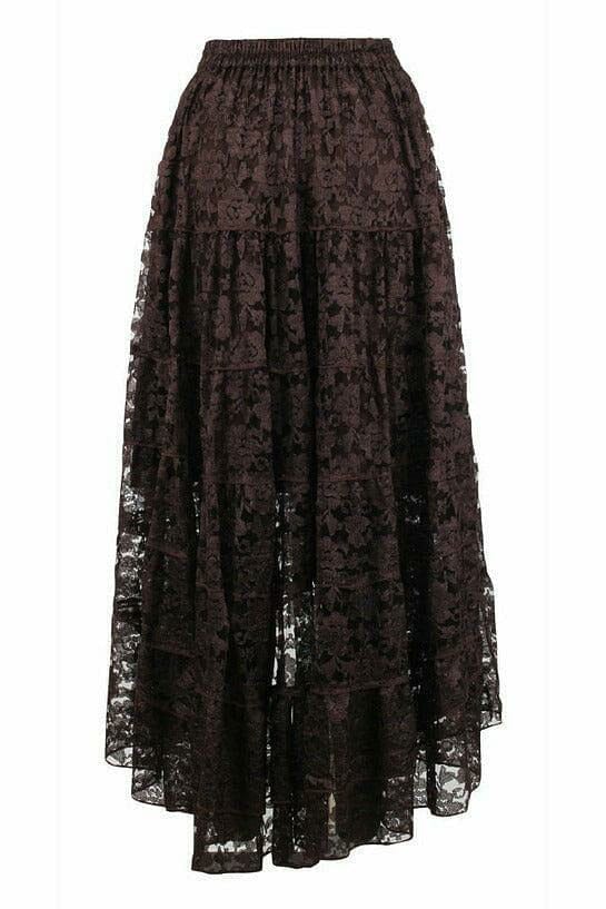 Daisy Corsets Brown Lace Skirt in Brown 