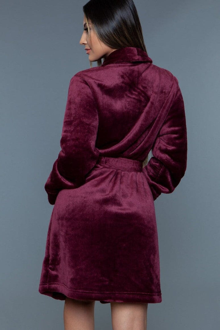 Burgundy Mid-Length Push Robe-Gowns + Robes-BeWicked-SEXYSHOES.COM