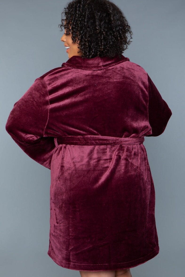 Burgundy Mid-Length Push Robe-Gowns + Robes-BeWicked-SEXYSHOES.COM