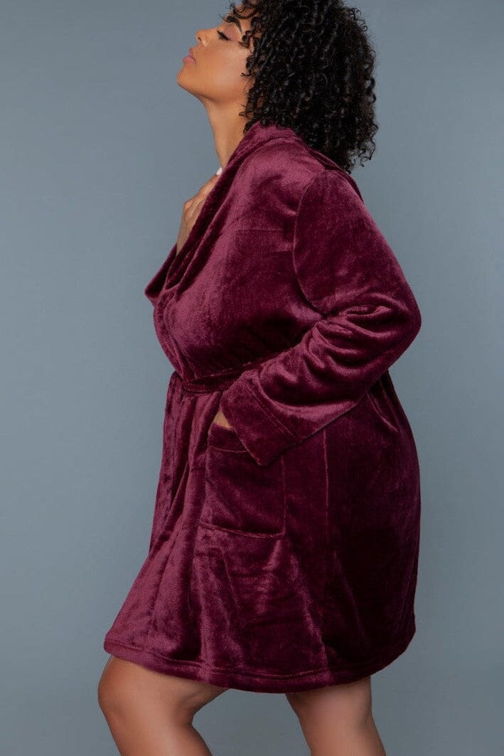 Burgundy Mid-Length Push Robe-Gowns + Robes-BeWicked-SEXYSHOES.COM