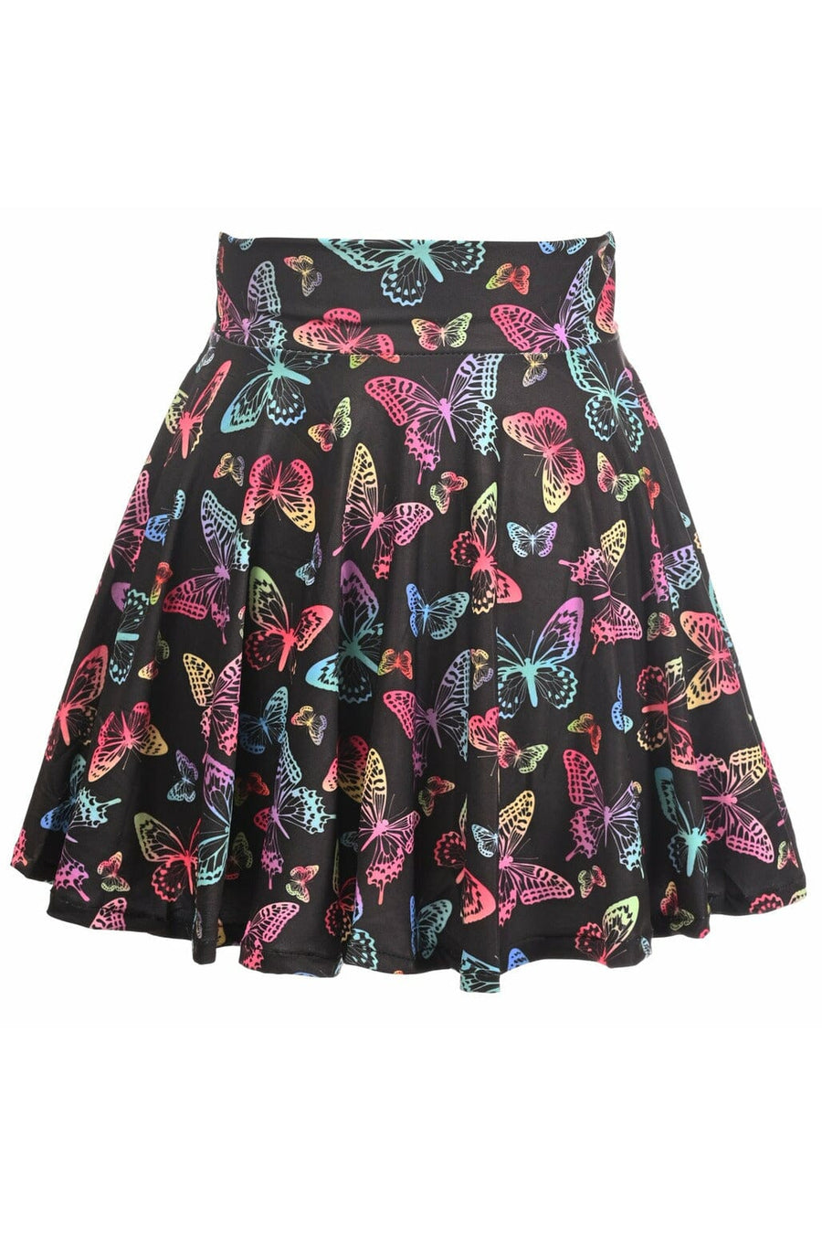 Daisy Corsets Butterfly Print Stretch Lycra Skirt in Animal  from SexyShoes.com