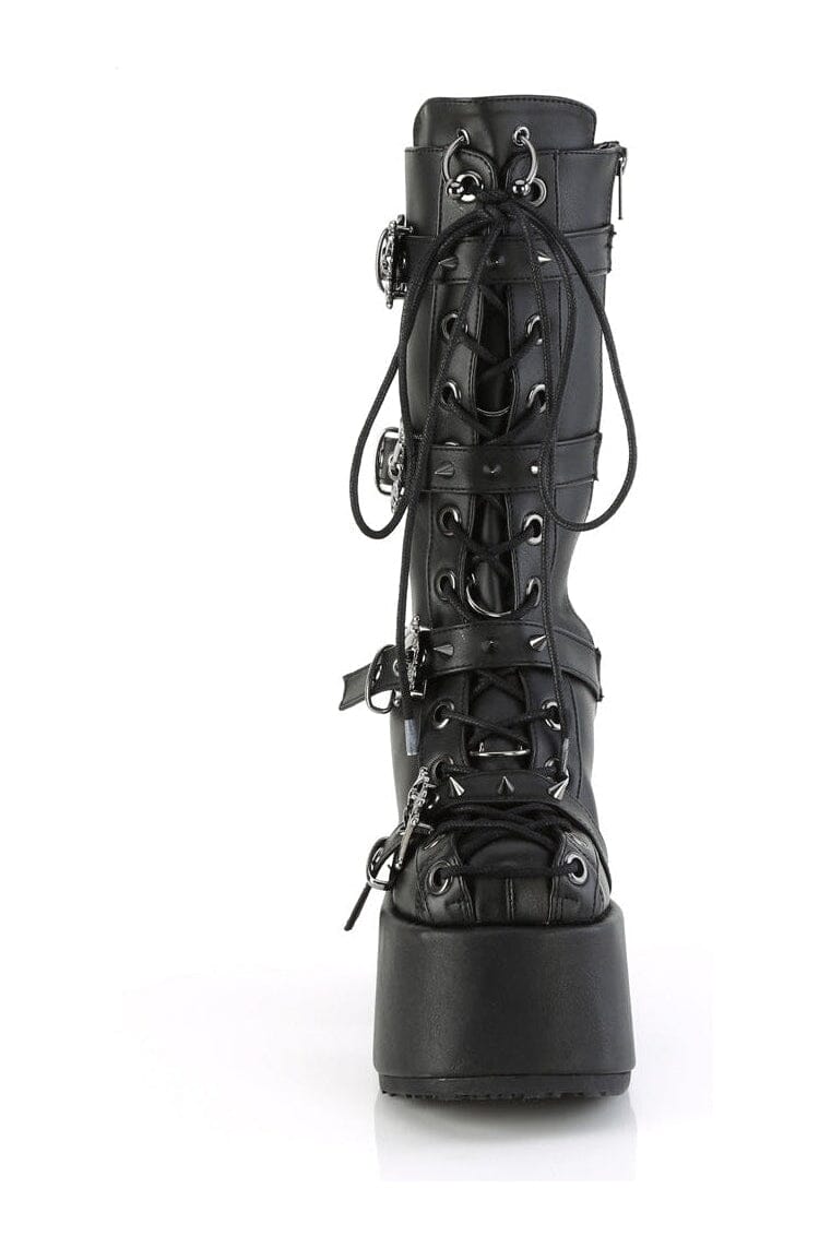 Demonia CAMEL-115 Black Vegan Leather Knee Boot in Black Vegan Leather