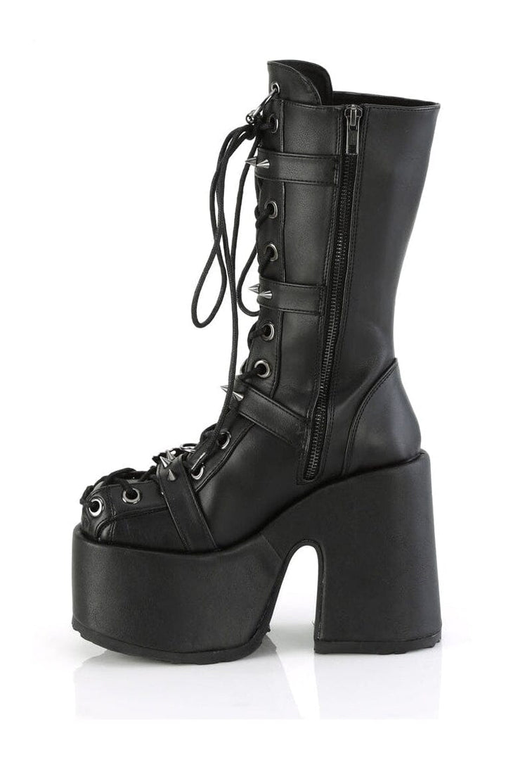 CAMEL-115 Black Vegan Leather Knee Boot-Knee Boots-Demonia-SEXYSHOES.COM