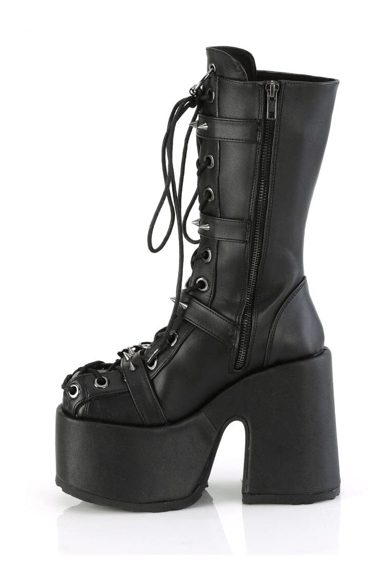 Demonia CAMEL-115 Black Vegan Leather Knee Boot in Black Vegan Leather