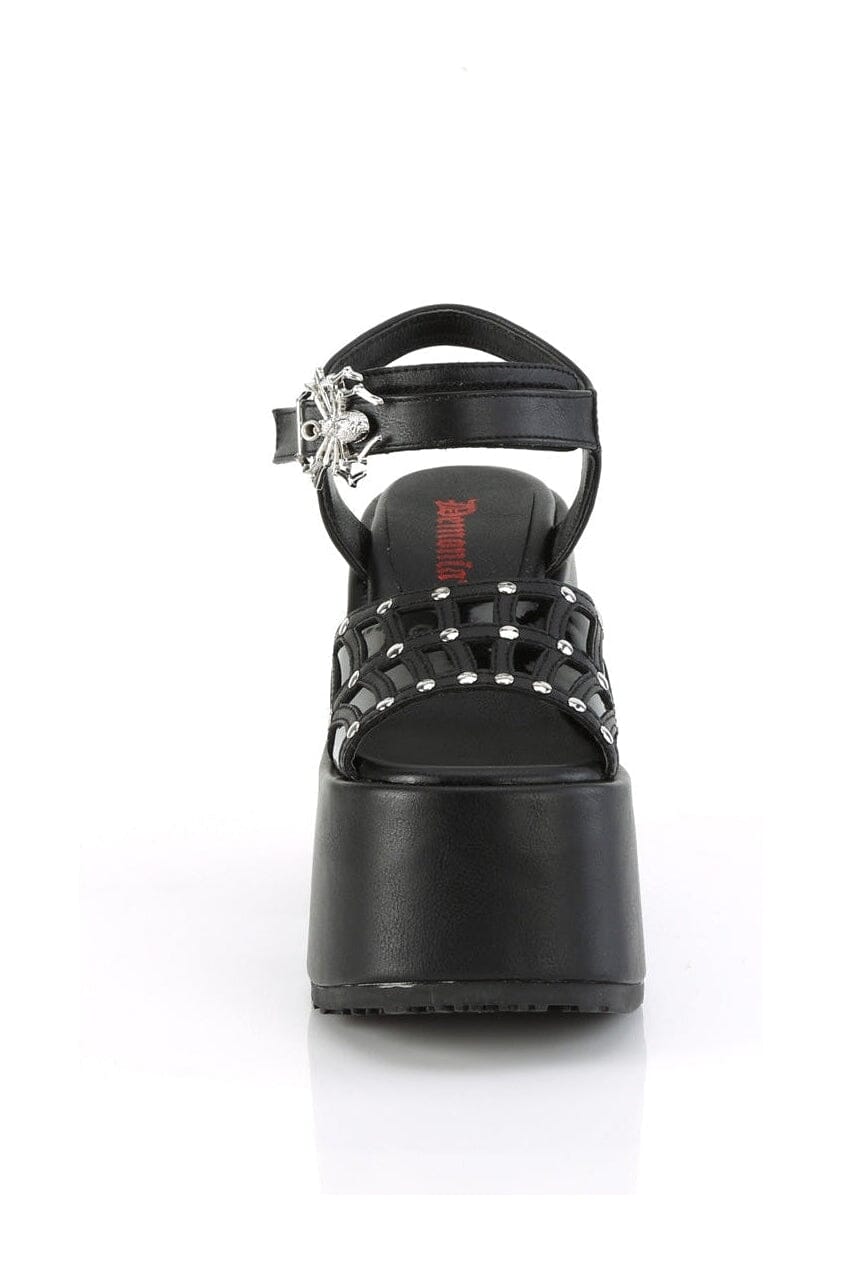 Demonia CAMEL-17 Black Vegan Leather Sandal in Black Vegan Leather