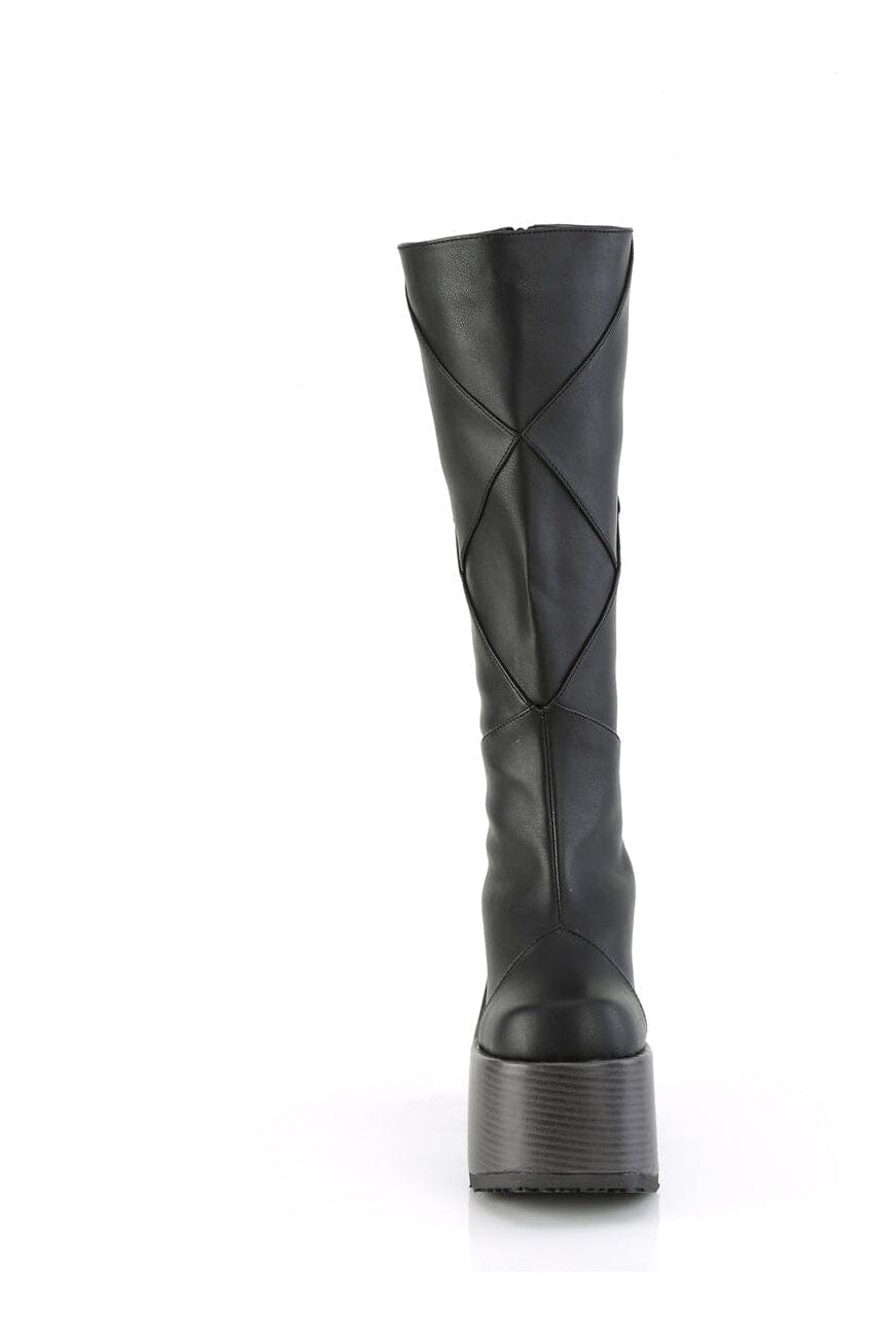 Demonia CAMEL-280 Black Vegan Leather Knee Boot in Black Vegan Leather