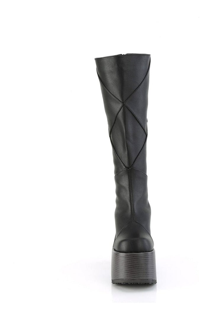 CAMEL-280 Black Vegan Leather Knee Boot