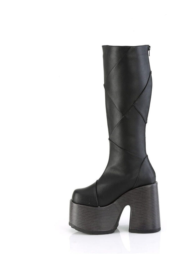 CAMEL-280 Black Vegan Leather Knee Boot-Knee Boots-Demonia-SEXYSHOES.COM