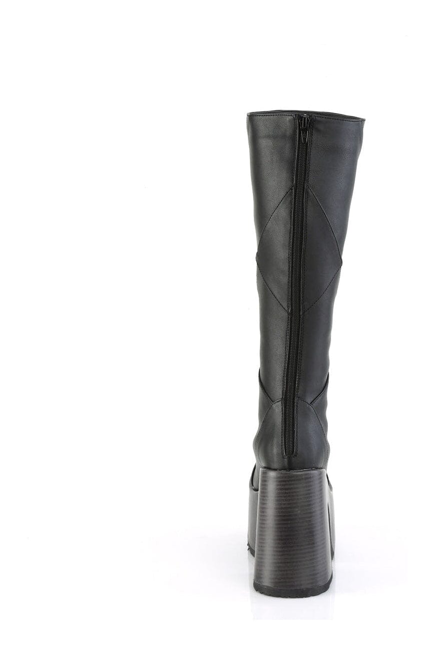 Demonia CAMEL-280 Black Vegan Leather Knee Boot in Black Vegan Leather
