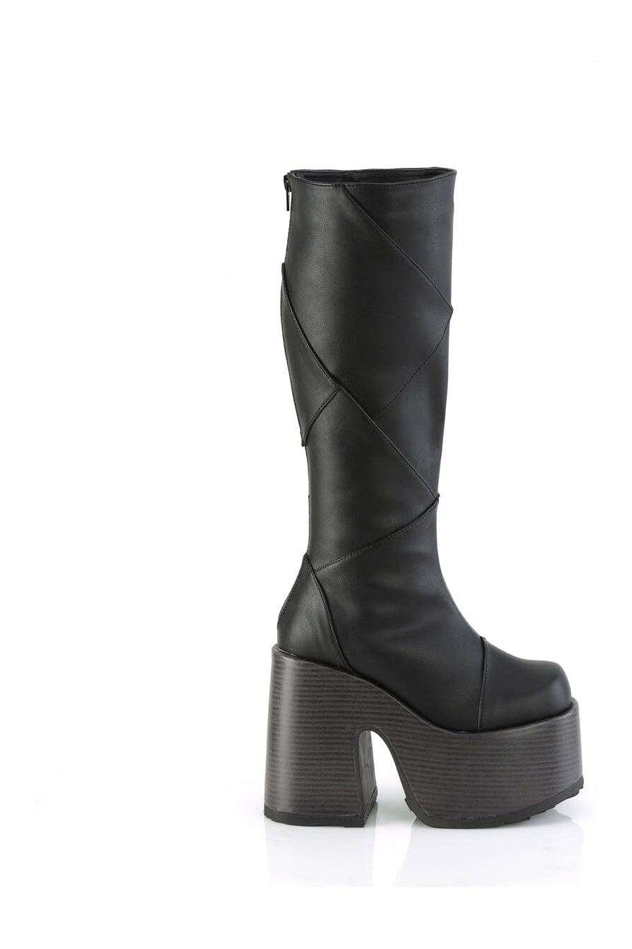 Demonia CAMEL-280 Black Vegan Leather Knee Boot in Black Vegan Leather