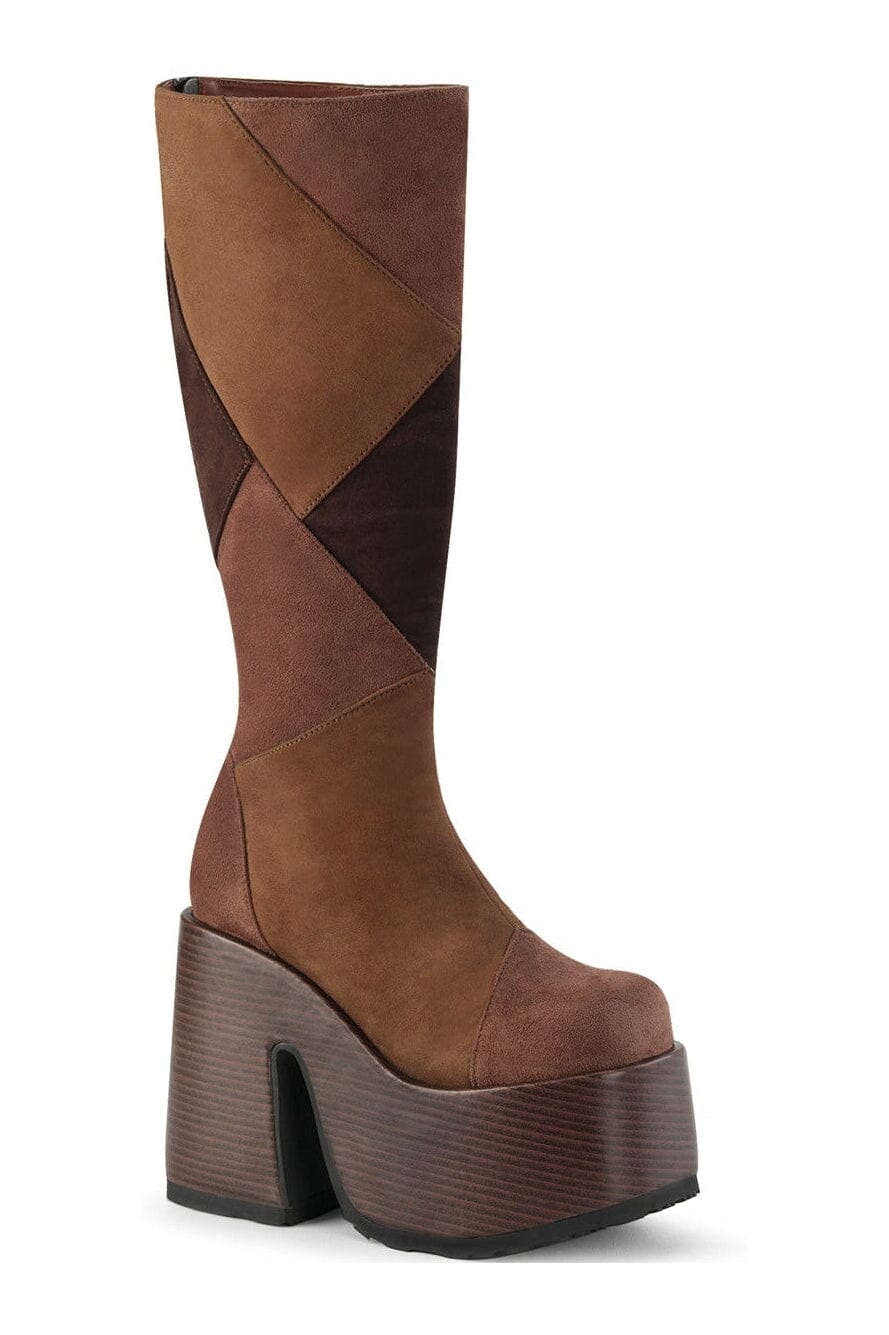 CAMEL-280 Brown Vegan Leather Knee Boot-Knee Boots-Demonia-Brown-10-Vegan Leather-SEXYSHOES.COM