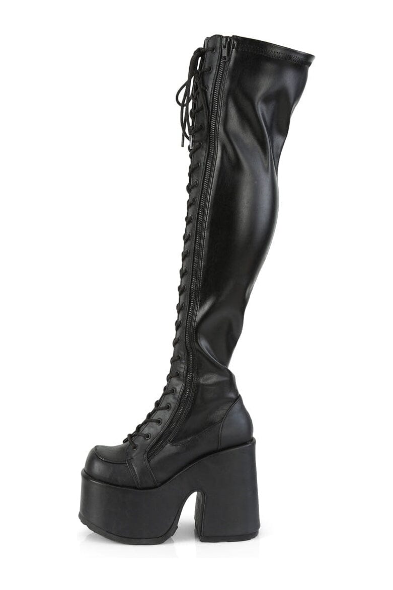 CAMEL-300 Black Vegan Leather Thigh Boot-Thigh Boots-Demonia-SEXYSHOES.COM