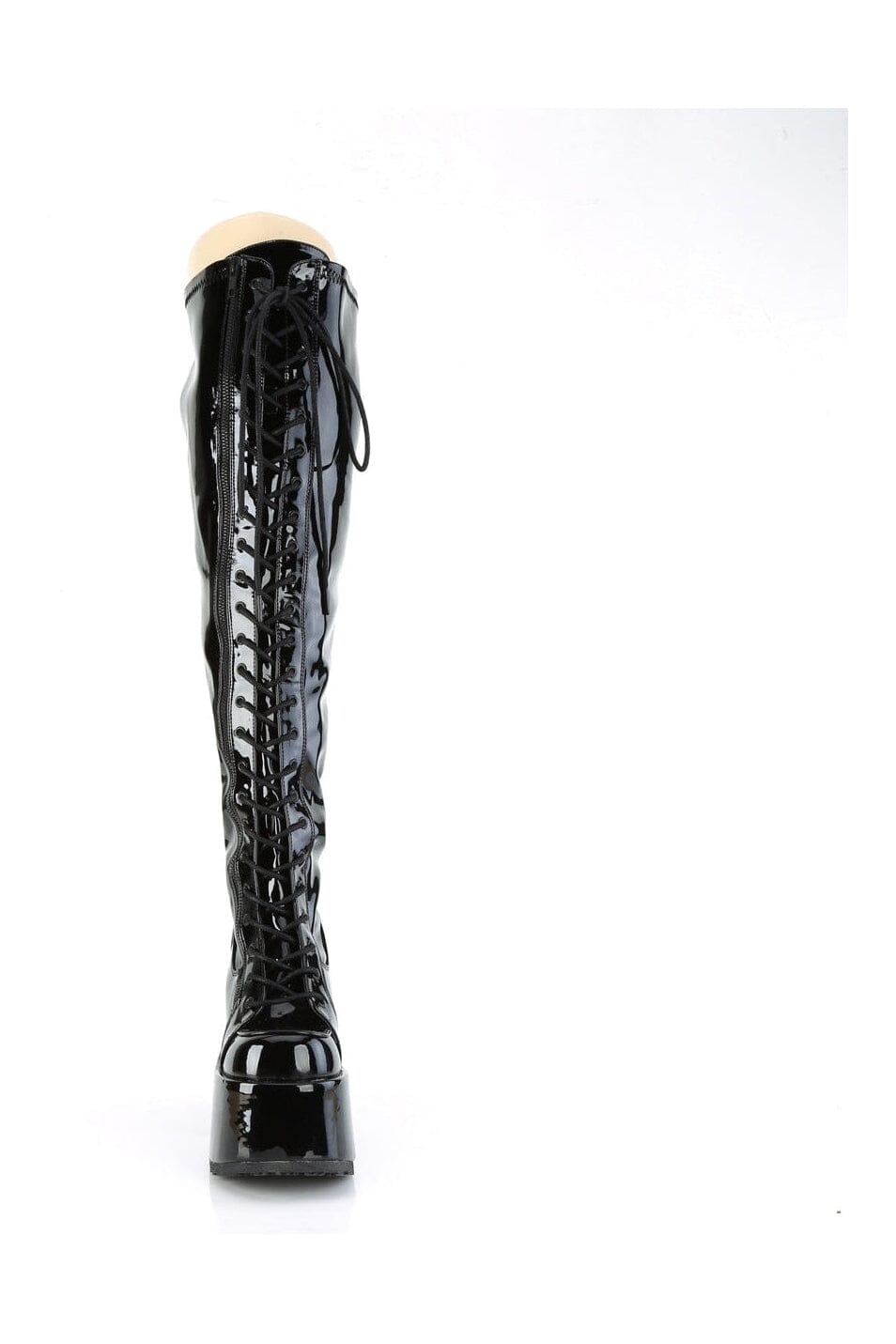 Demonia CAMEL-300WC Black Patent Thigh Boot in Black Patent