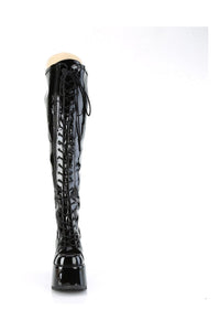 Demonia CAMEL-300WC Black Patent Thigh Boot in Black Patent