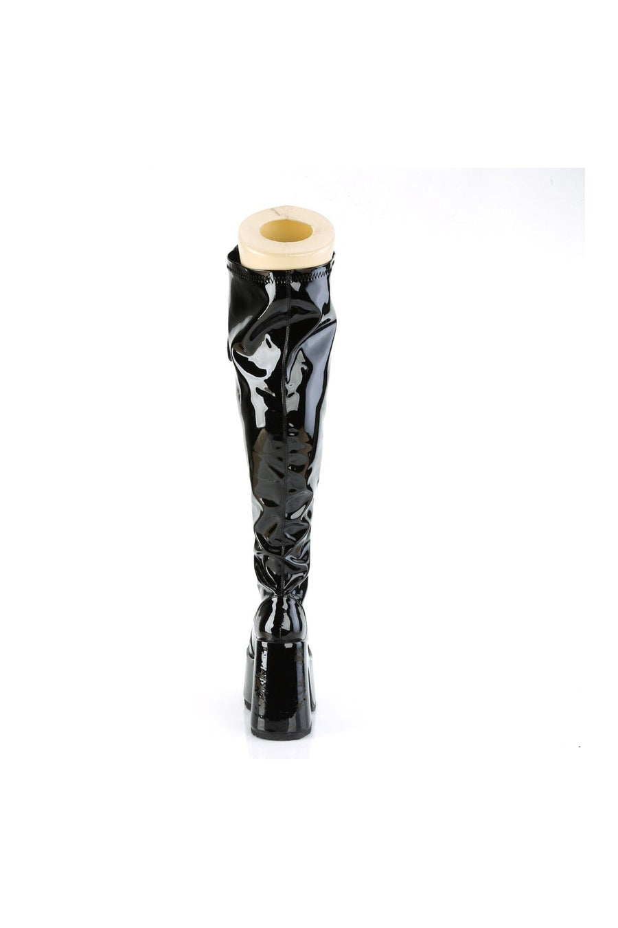 Demonia CAMEL-300WC Black Patent Thigh Boot in Black Patent