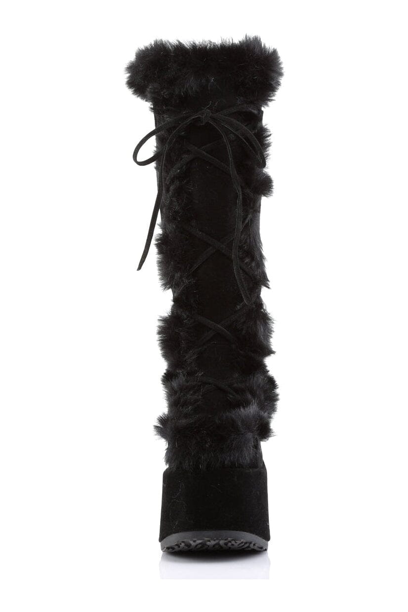 Demonia CAMEL-311 Black Vegan Leather Knee Boot in Black Vegan Leather
