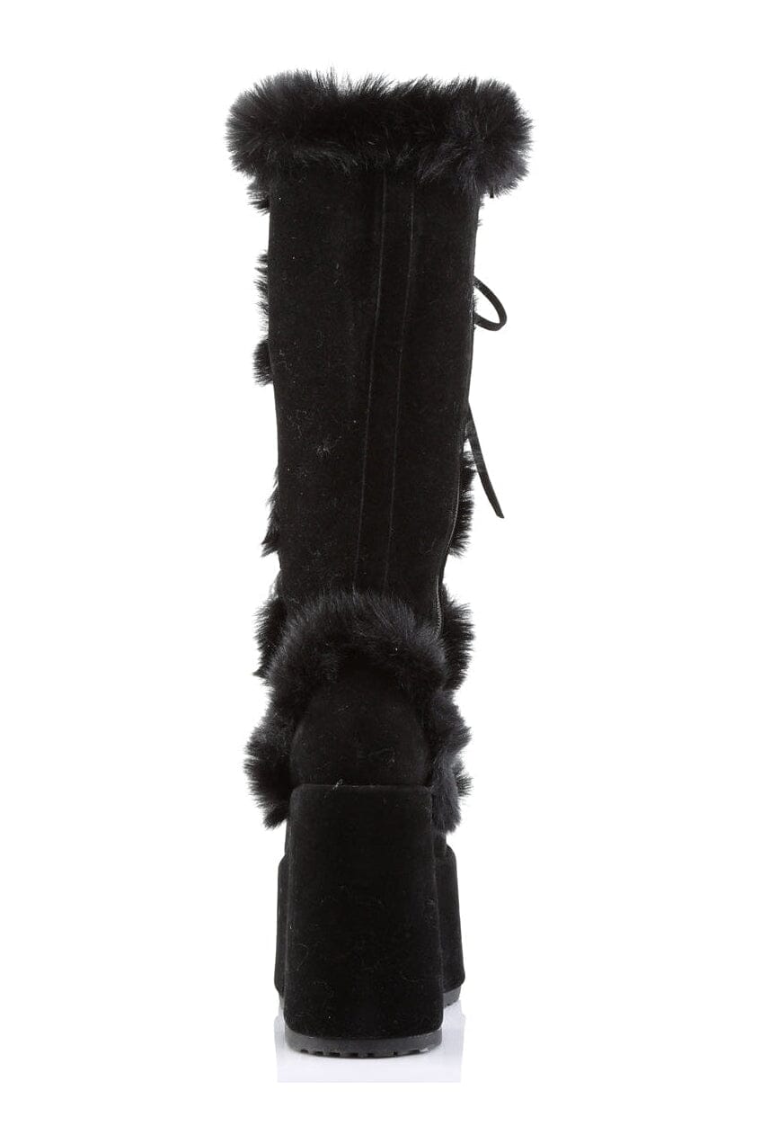 Demonia CAMEL-311 Black Vegan Leather Knee Boot in Black Vegan Leather