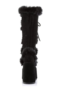 Demonia CAMEL-311 Black Vegan Leather Knee Boot in Black Vegan Leather